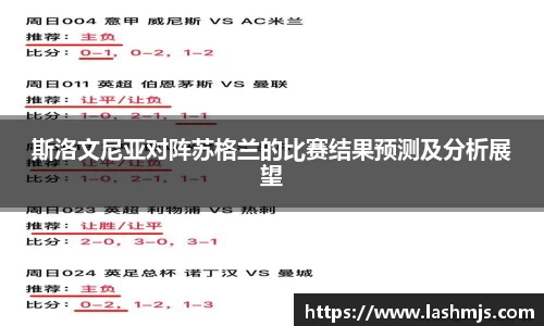 斯洛文尼亚对阵苏格兰的比赛结果预测及分析展望